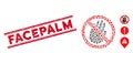 Grunge Facepalm Line Seal and Mosaic Restricted Hand Icon