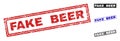 Grunge FAKE BEER Scratched Rectangle Stamps Royalty Free Stock Photo