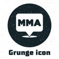 Grunge Fight club MMA icon isolated on white background. Mixed martial arts. Monochrome vintage drawing. Vector