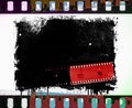 Grunge film strip frame with dripping. Retro design element. Royalty Free Stock Photo