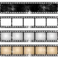 Grunge film strips collection. Old retro cinema movie strip. Video recording. Vector illustration Royalty Free Stock Photo