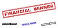 Grunge FINANCIAL WINNER Scratched Rectangle Stamps