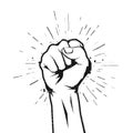 Handdrawn Grunge Fist Raised. Protest Or Rebel Concept Royalty Free Stock Photo