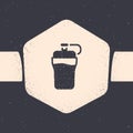 Grunge Fitness shaker icon isolated on grey background. Sports shaker bottle with lid for water and protein cocktails Royalty Free Stock Photo