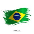 Grunge flag of Brazil, brush stroke vector Royalty Free Stock Photo