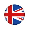 Grunge flag of Great Britain, UK. English banner with scratched texture in circle shape. Vector icon of flag of England Royalty Free Stock Photo