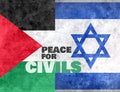 Grunge flag of Israel and Palestine. Peace concept Royalty Free Stock Photo