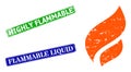 Flame Distress Icon and Distress Highly Flammable Stamp Imitation