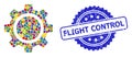 Grunge Flight Control Seal and Bright Colored Mosaic Gear Wheel