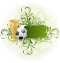 Grunge floral football card with ball and prize