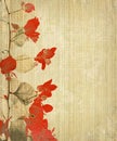 Grunge Flower Art on Bamboo Background