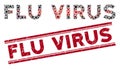 Grunge Flu Virus Red Watermark and Coronavirus Mosaic Text