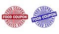 Grunge FOOD COUPON Scratched Round Stamps