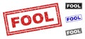 Grunge FOOL Scratched Rectangle Stamps Royalty Free Stock Photo