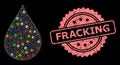 Grunge Fracking Seal and Network Oil Drop with Flash Nodes