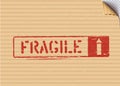 Grunge Fragile box sign on cardboard for cargo. Vector illustration Royalty Free Stock Photo