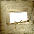 Grunge frame with ribbon and bow Royalty Free Stock Photo