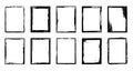 Grunge frames. Ink brush stroke border, artistic brush blots and black paint frame design vector isolated elements set