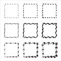 Grunge frames vector set. Handdrawn square frame. rectangular shapes.