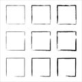 Grunge frames vector set. Handdrawn square frame. rectangular shapes.