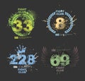 Grunge gangster lucky number prints vector. Grunge print for t-shirt. Abstract dirt backgrounds texture. Grunge banner