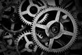 Grunge gear, cog wheels black and white background. Industrial, science Royalty Free Stock Photo