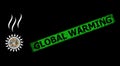 Grunge Global Warming Imprint and Network Sun Warm Mesh with Bright Flash Nodes Royalty Free Stock Photo