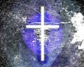 Grunge glowing cross