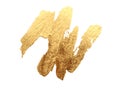 Grunge Gold and bronze glitter color smear painting on white. Abstract glow shiny background