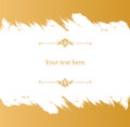 Grunge gold frame banner. Retro template ornate with ornaments with central white background for your text diary. Royalty Free Stock Photo