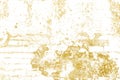 Grunge golden of cracks, scuffs, chips, stains, ink spots, lines on white background. Royalty Free Stock Photo