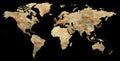 Grunge golden texture high quality world map