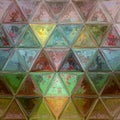 Geometry Grunge Graphic triangles mosaic with effect of aged stained glass