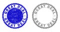 Grunge GREAT DEAL Scratched Stamp Seals Royalty Free Stock Photo