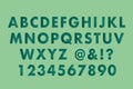 Grunge green alphabet and number paper cut on green background ,easily remove background with selection tool