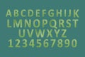 green alphabet and number paper cut on dark green background ,easily remove background with selection tool