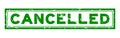 Grunge green cancelled word square rubber stamp on white background