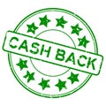 Grunge green cash back word with star icon round rubber stamp on white background Royalty Free Stock Photo