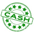 Grunge green cash word with star icon round rubber stamp on whtie backgroudn