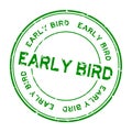 Grunge green early bird word round rubber stamp on white background