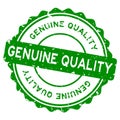 Grunge green genuine quality word round rubber stamp on white background