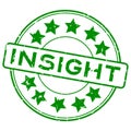 Grunge green insight word round rubber stamp on white background