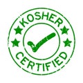 Grunge green kosher certified word with mark icon round rubber stamp on white background Royalty Free Stock Photo