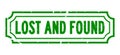 Grunge green lost and found word rubber business stamp on white background