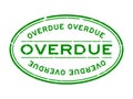 Grunge green overdue word oval rubber stamp on white background