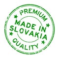 Grunge green premium quality made in Slovakia round rubber stamp on white background Royalty Free Stock Photo