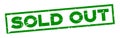 Grunge green sold out wording square rubber stamp on white background