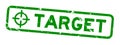 Grunge green target word with scope icon square rubber stamp on white background