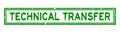 Grunge green technical transfer word rubber stamp on white background