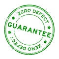 Grunge green zero defect guarantee word rubber seal stamp on white background